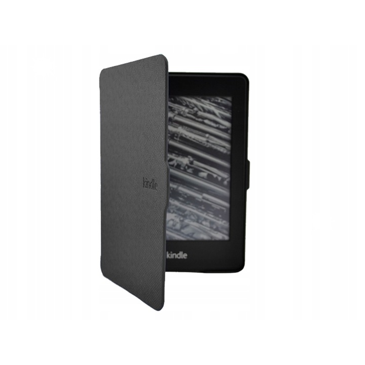 Etui Book Cover pentru Kindle Paperwhite 1/2/3, Strado, negru, functie de auto-budire si auto-odihnire, protectie eficienta