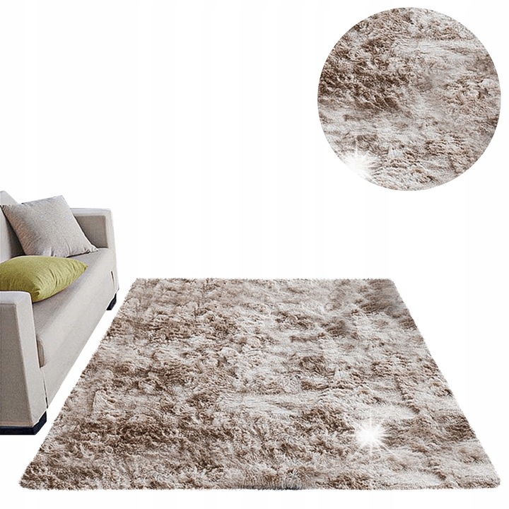 Covor Shaggy Strado Ombre 160x230 cm, Camel, 3,5 cm grosime, set cu covor 80x150 cm