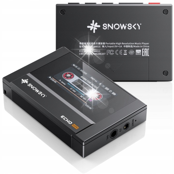 Player muzical portabil ECHO MINI, FiiO, design retro, Bluetooth, 8GB, negru