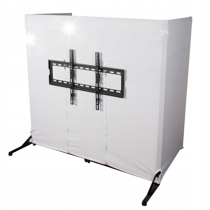 Stativ DJ cu suport pentru televizor, DNA, 2 blaturi, negru/alb, 125x62x120cm