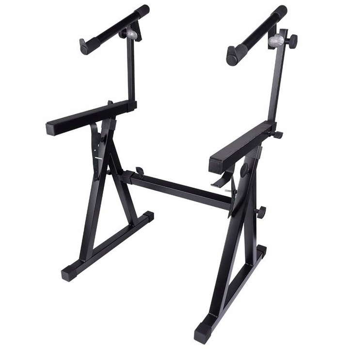 Двойна стойка за клавиатура DNA KEY 2, метална, черна, регулируема 60-90см, капацитет 50кг