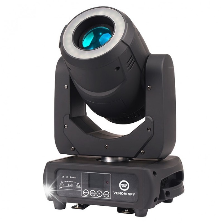 Reflector LED profesional Light4Me Venom Spot 150W, 7 culori, 12 gobo, 195x300x410mm