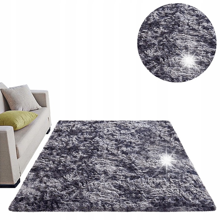 Килим Shaggy Ombre 200x300см, сив, противоплъзгащ, 3,5см дебелина, комплект