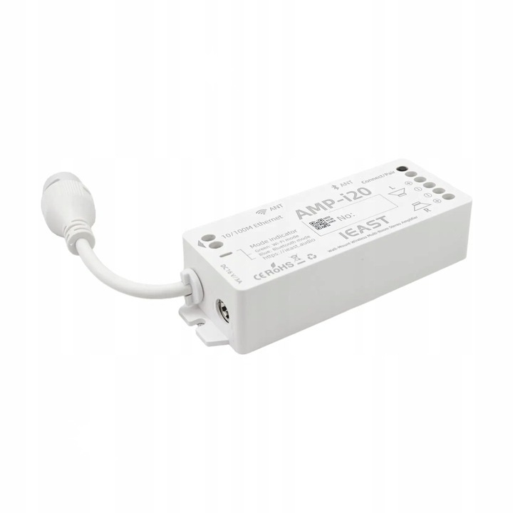iEAST AMP-i20 multiroom vezeték nélküli sztereó erősítő, 2x20W, Bluetooth 5.3, falra szerelhető