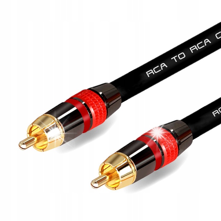 Cablul audio RCA-RCA premium Mozos, 3m, conectori auriti, rosu