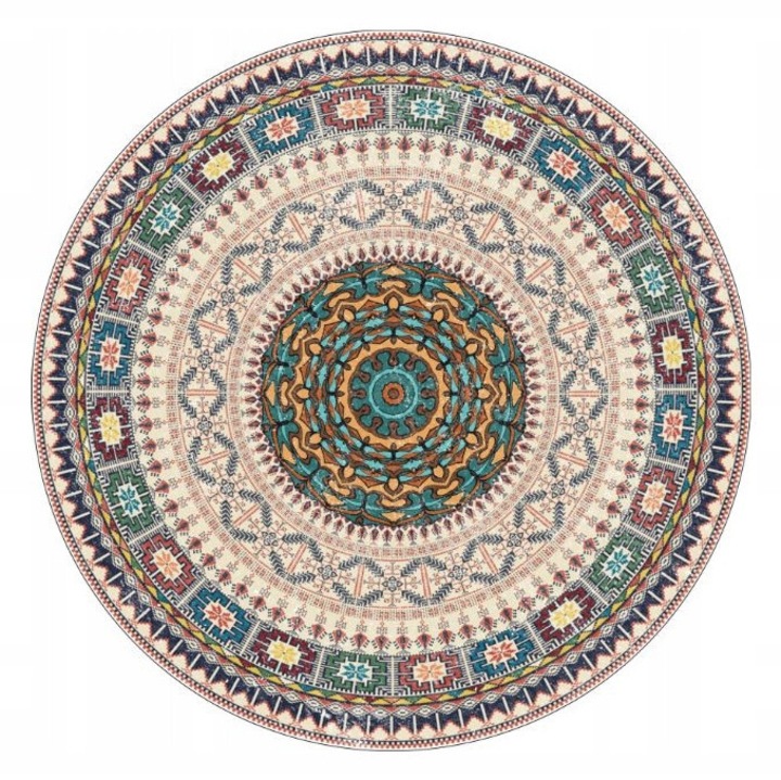 3D кръгъл килим, 160 см, супер мек полиестер, противоплъзгащ, модерен