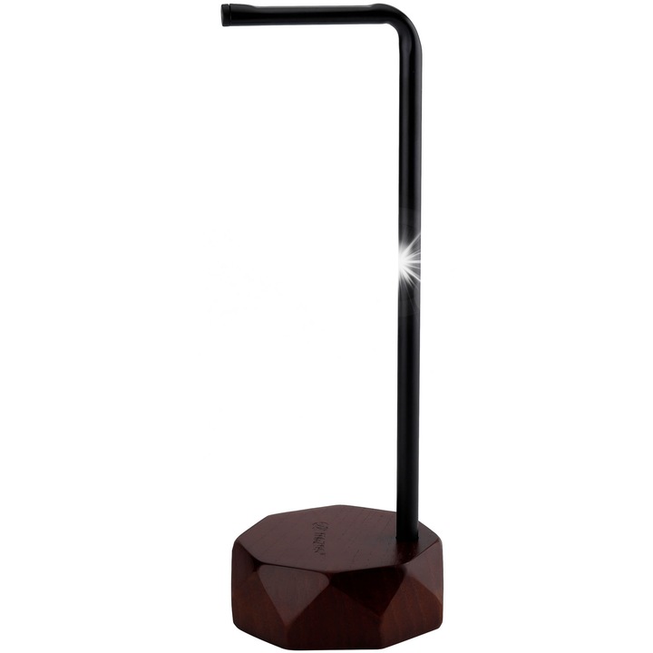Stativ pentru casti, Mozos HS-PRO, din lemn de frasin, culoare maro inchis, inaltime 35cm, set inclus.
