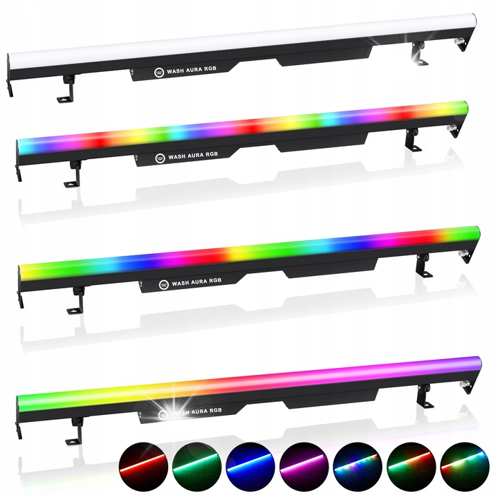 Banda LED Light4Me Wash Aura RGB, 90x0,5W SMD5050, 37 culori statice, 35 efecte, 101,6x4,32x9,4cm, negru