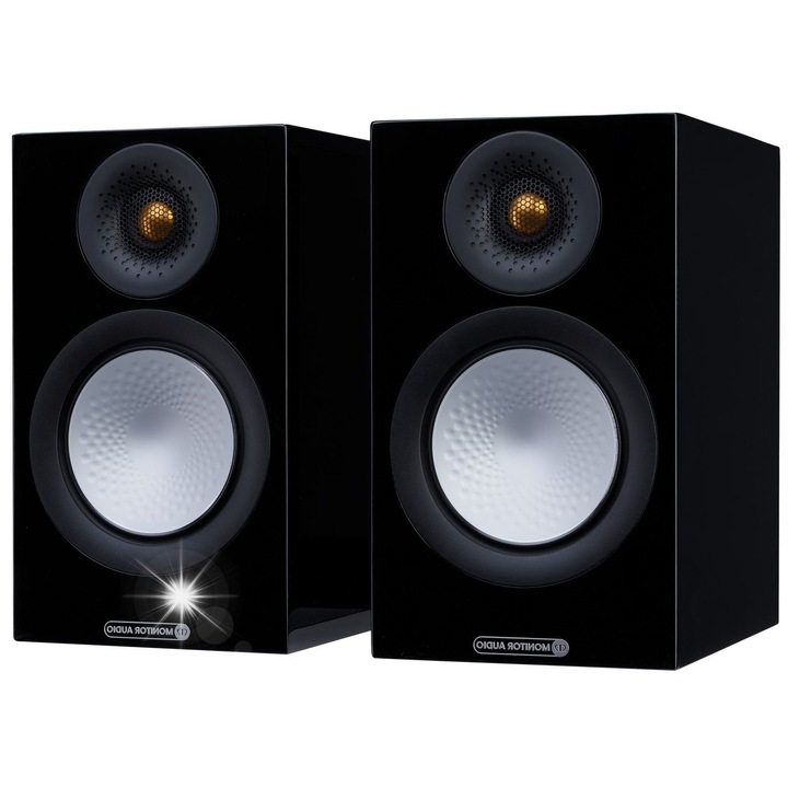 Boxe de raft Monitor Audio Silver 50 (7G) 2‑cai bass-reflex, cupola C-CAM 25 mm + difuzor C-CAM 134 mm cu RST II, negru lacuit (High Gloss), pereche