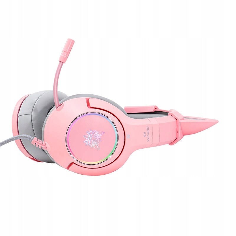 Casti gaming Onikuma K9, USB, 7.1, roz, 50mm, cu microfon si urechi de ...