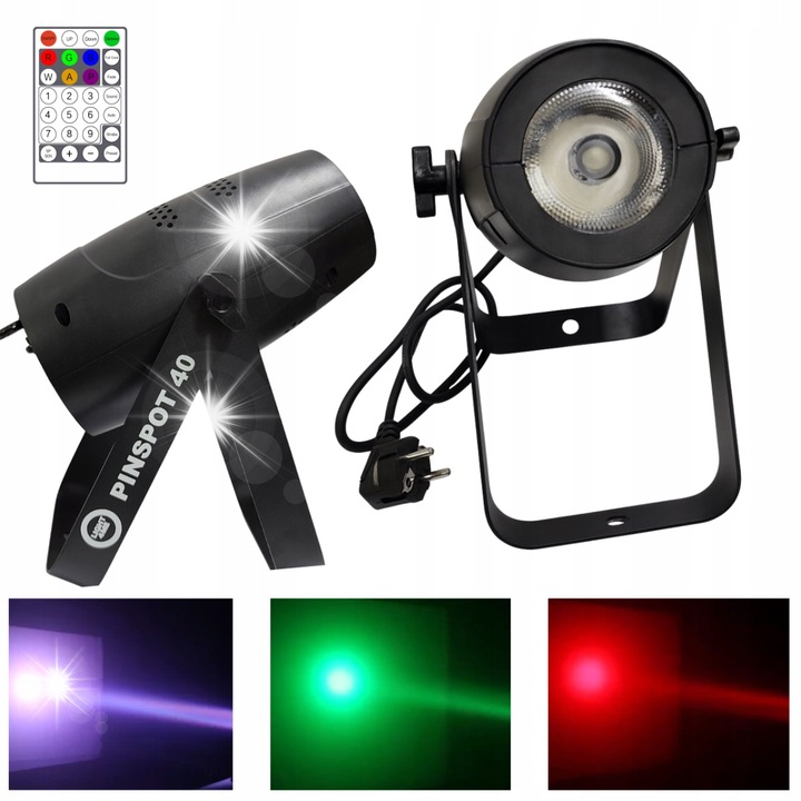 Reflektor sceniczny Light4Me Pinspot 40, 40W RGBW, 6°, negru, set cu 2 usi montaj