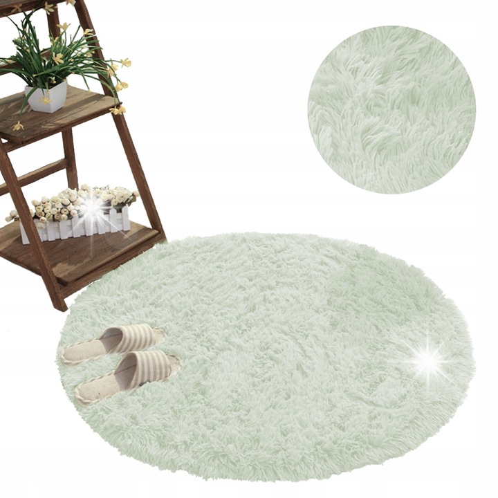 Кръгъл килим Shaggy 150 см, противоплъзгащ, полиестер, многоцветен, дебелина 3,5 см, комплект