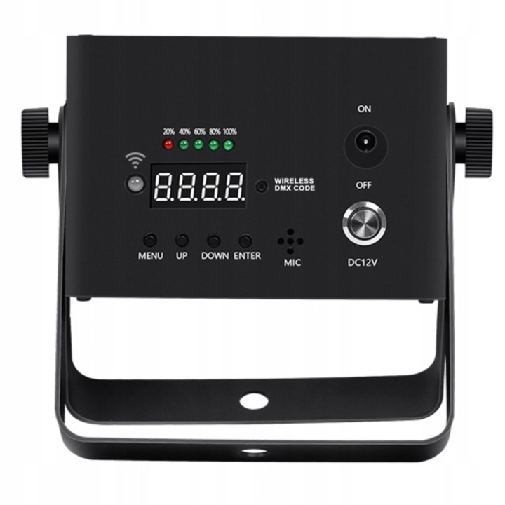Reflektor LED Par Light4Me Accu Par RGBWA-UV, 6x6W, 4400 mAh akkumulátor, 15x8,2x17cm, fekete, teljes készlet