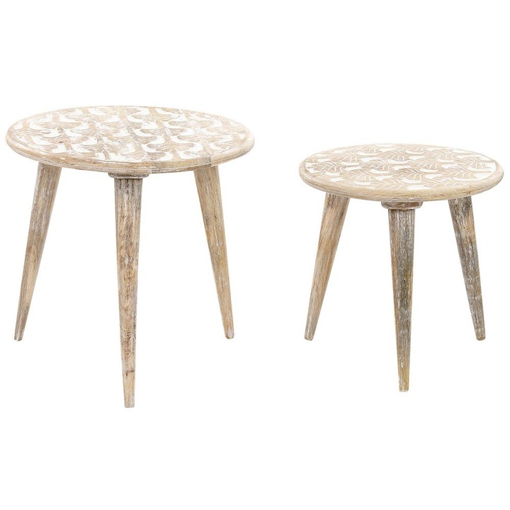 Set de 2 masute din lemn de mango deschis Hursi