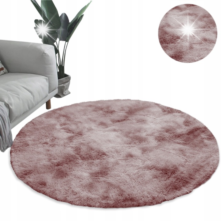 Килим Okraglet Shaggy Ombre Purple 140x140 см, 3,5 см дебелина, модерен дизайн