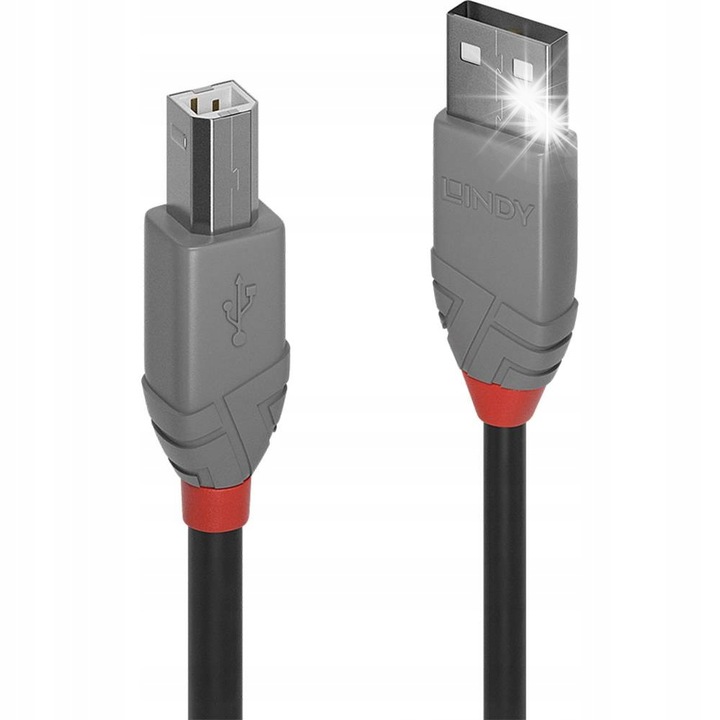 Cablu USB 2.0 A-B 10m Lindy, negru, pentru imprimante