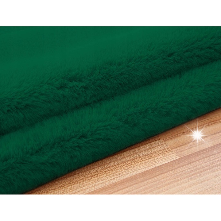 Кръгъл килим Strado Rabbit, полиестер, 200x200см, антиалергичен, тъмнозелен