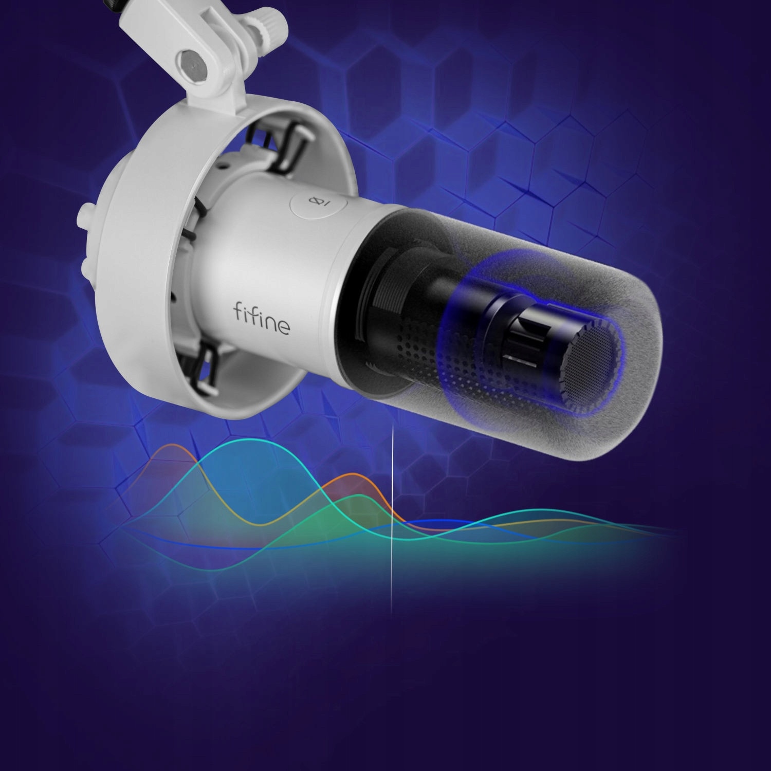 Microfon dinamic USB XLR Fifine K688, caracteristici avansate, alb