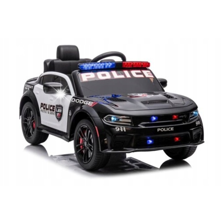 Електрическа кола Dodge Charger, 112x68x50см, черна, с музика и LED светлини