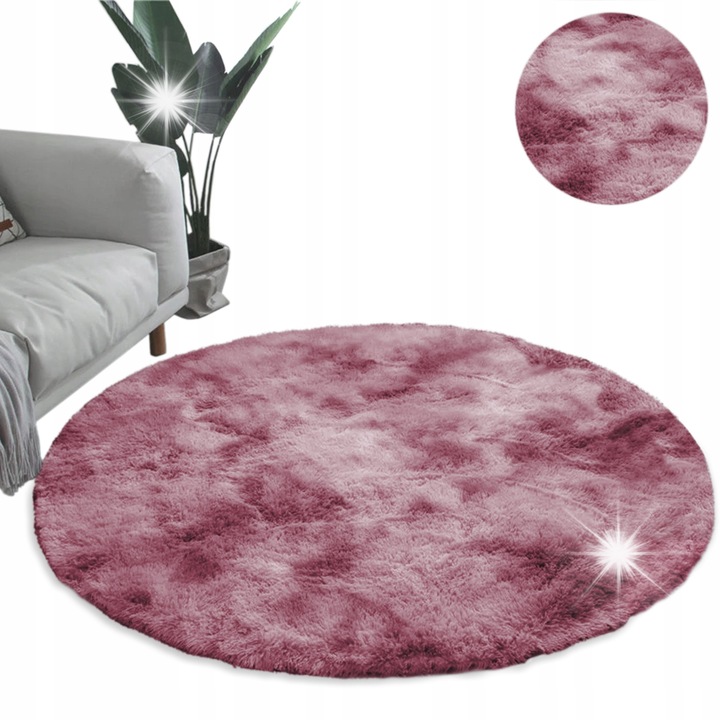 Килим Okraglet Shaggy Ombre, червен, 120x120 см, комплект