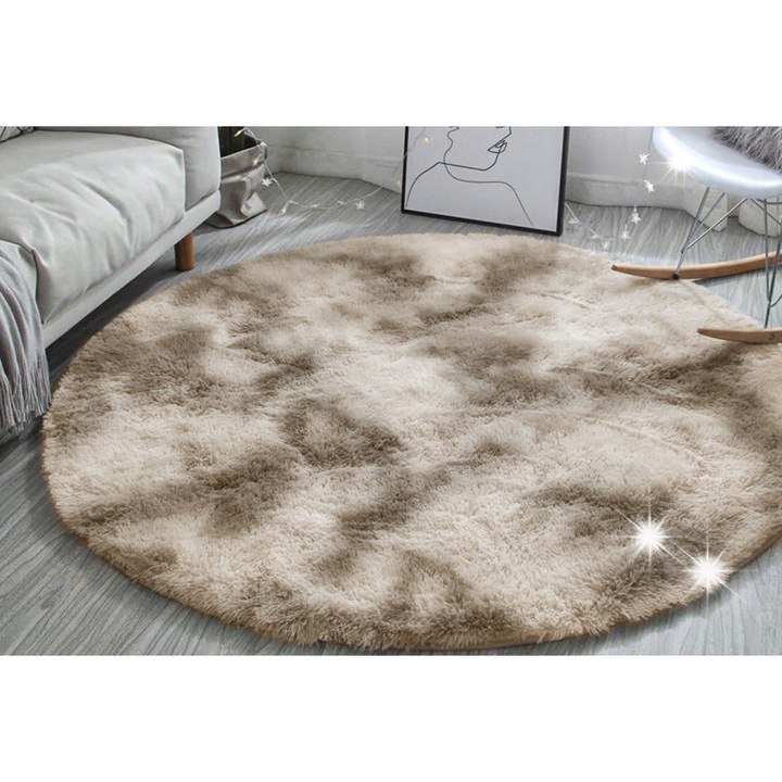 Szürke Shaggy Szőnyeg Strado Ombre Camel 100x100 cm, 3,5 cm vastag, modern design