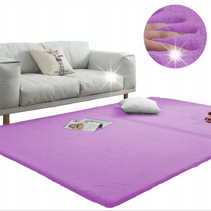 Килим Rabbit, Strado, 100x150cm, виолетов, антиалергичен, shaggy