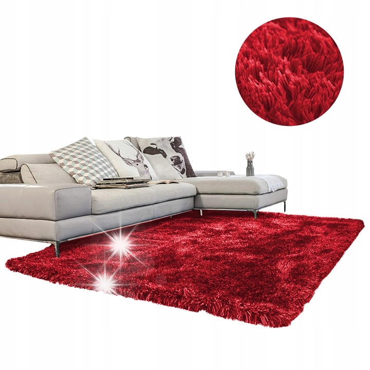 Килим Shaggy Strado 140x200cm BloodyRed, мек, плътен, за интериор