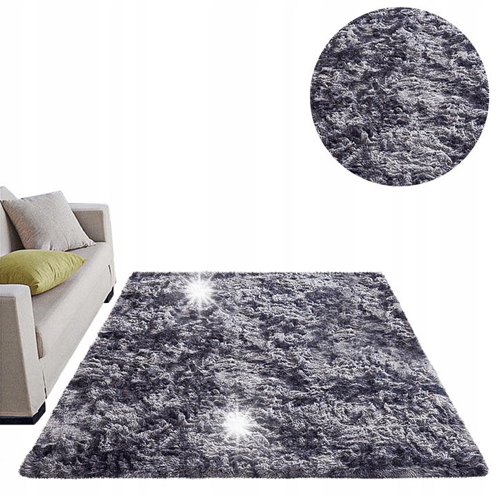 Килим Shaggy Strado Ombre 250x350см сив, противоплъзгащ, 3,5см дебелина, комплект