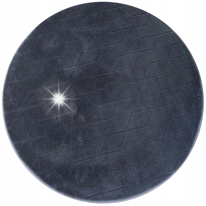 Covor rotund Rabbit 3D, 140x140cm, gri, poliester, antiderapant