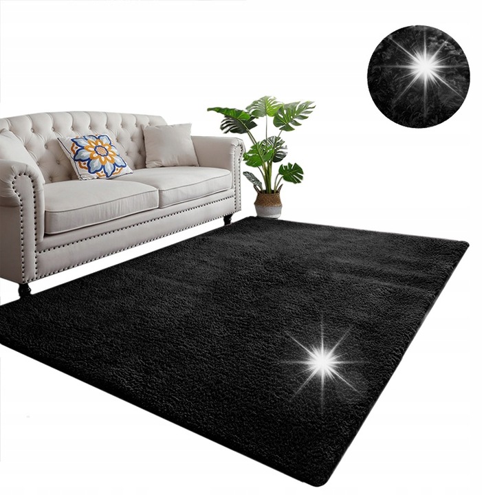 Килим Strado Alpaca 80x150см, черен, полиестерен материал, антиалергичен, мек