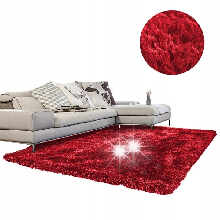 Shaggy Szőnyeg Strado 200x300cm BloodyRed, puha, 3,5cm vastag, szett