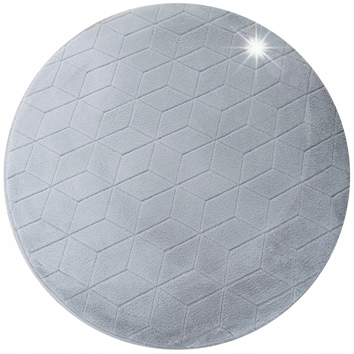 Covor rotund Rabbit 3D, 140x140cm, poliester, antiderapant, multicolor