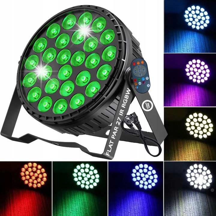 Reflektor LED Light4Me Flat Par 27 IR RGBW, 27x6W, 9000 lumen, dimmer 0-100%, 24,5x9x26cm, fekete