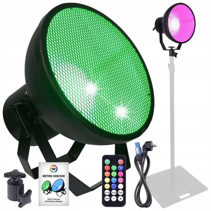 Reflector, Light4Me Retro 300 RGBA, 40W, cu pilot IR, 30x27cm, set complet