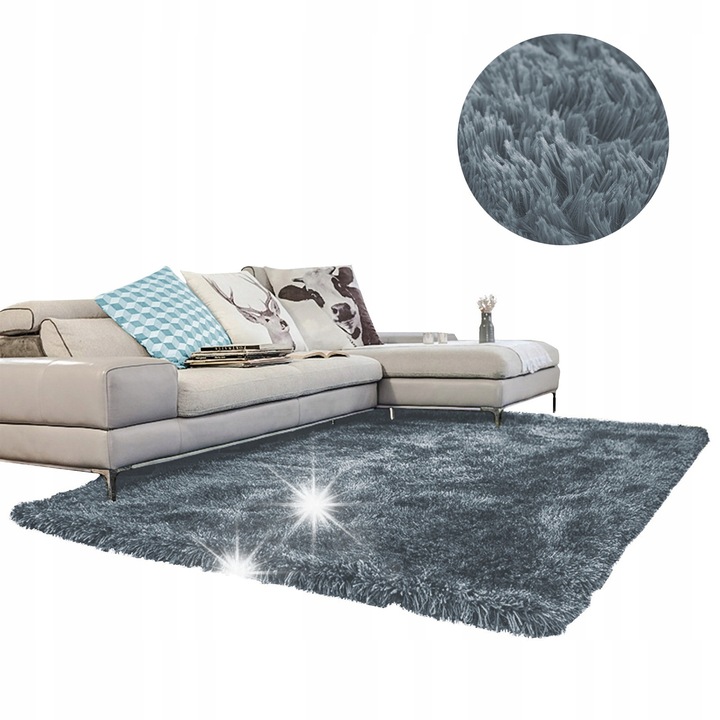 Covor Shaggy Strado 160x230cm, alb, antiderapant, material poliester