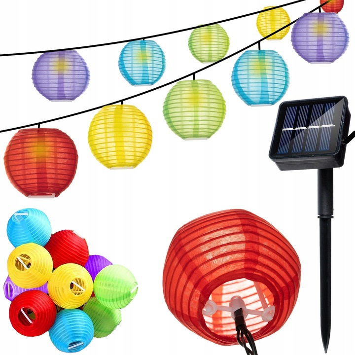 Girlanda solara 3,5m, Gardlov, 30 globuri, multicolor, IP44