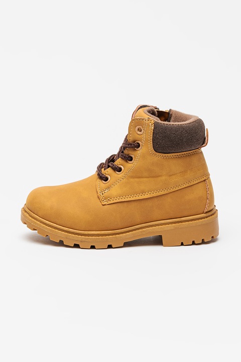 Original Marines, Bocanci mid-high din piele nabuc sintetica, Maro camel