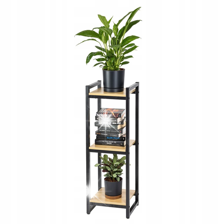 Ghiveci metalic Strado Vertico 3 niveluri, 105 cm, negru, 30x35 cm