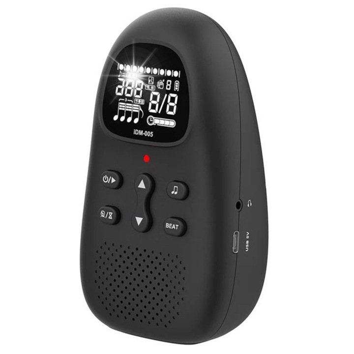 Metronom electronic DK Technology iDM-005, 40-208 bpm, 4/4, 3/4, fekete, 137x79x39mm