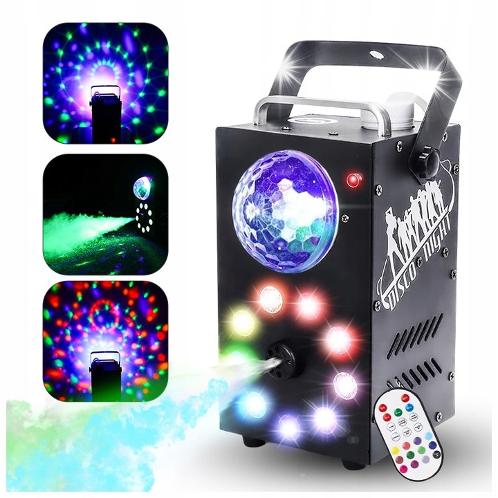 Füstgép, Light4Me, Party Fog 700W, RGB effektek, távirányítóval, 14x11,5x27cm, Fekete