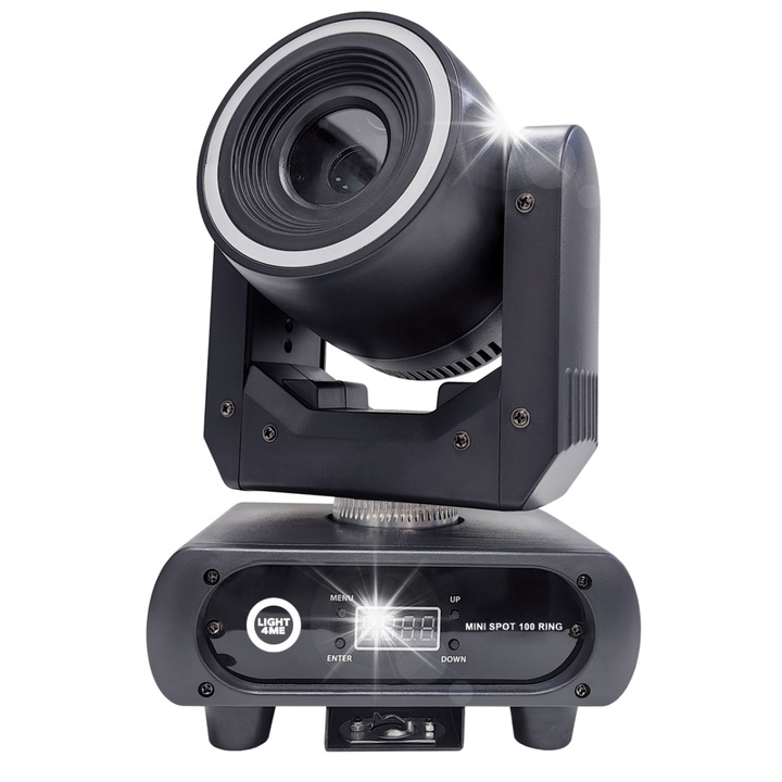 Spot LED Light4Me Mini Spot 100W, efect ring RGB, 17x14x28,5cm, negru