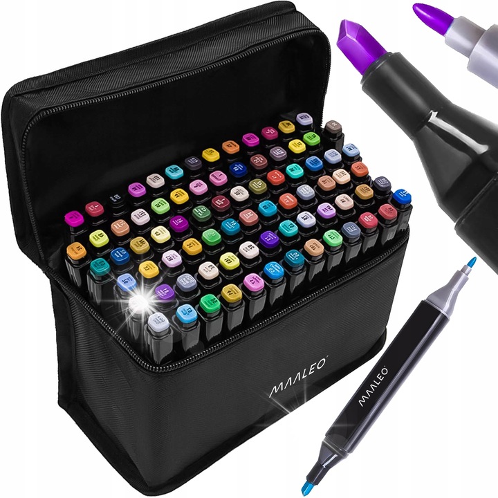 Комплект маркери с алкохол, Touch Sketch, 80 броя, два върха, 1-2 мм и 3-6 мм, многоцветни Maaleo