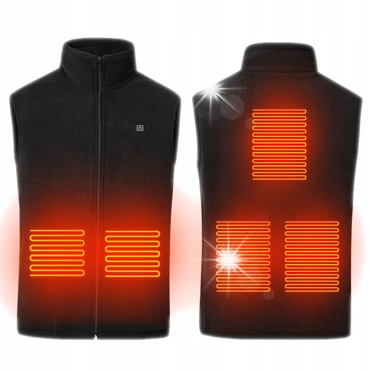 Електрически отопляем унисекс елек Mozos HV3, 4 нагревателни панела, черен, L, 65x44x112см