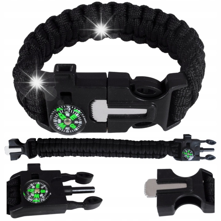 Bratara de supravietuire 5in1, neagra, 25,5x3,1cm PrzydaSie.pl