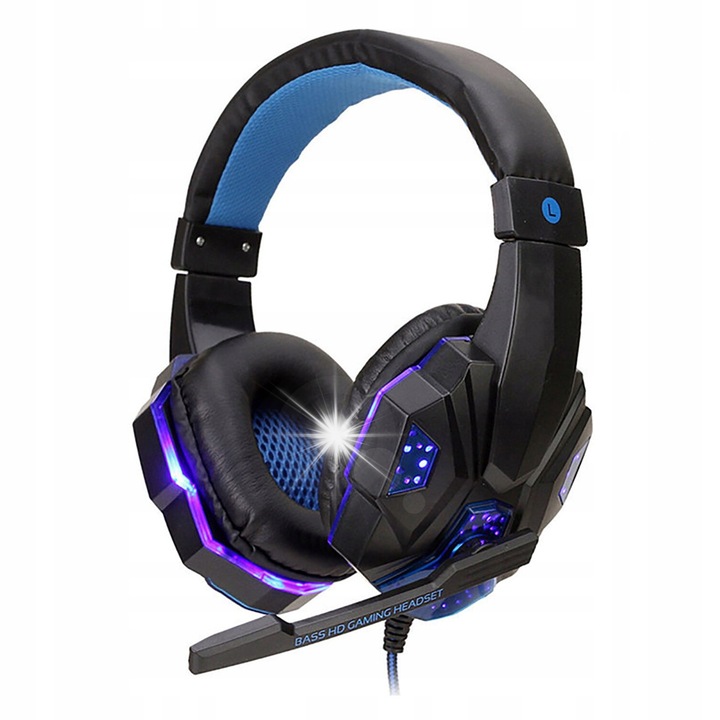 Casti gaming LED 830MV, QearFun, microfon, design modern, rosu