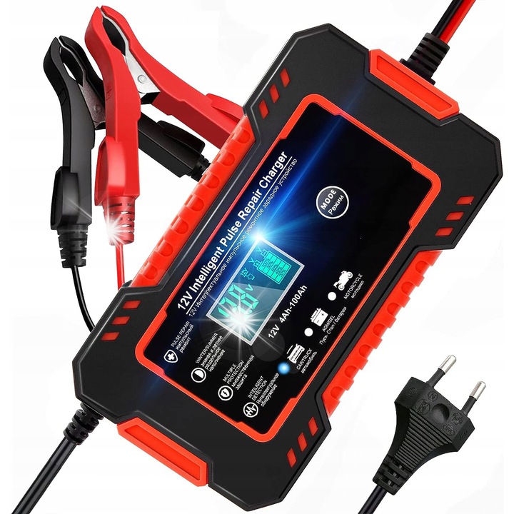 Redresor auto Landgraf, automat 12V, 6A, functie de reparare acumulatori, dimensiuni 15x8,5x6,2cm