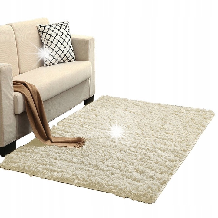 Covor Shaggy Strado 300x400cm CreamBeige, moale, grosime 3,5cm, set
