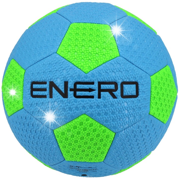 Minge fotbal Enero, model Soft Touch, 32 panouri, albastru-verde, marimea 5