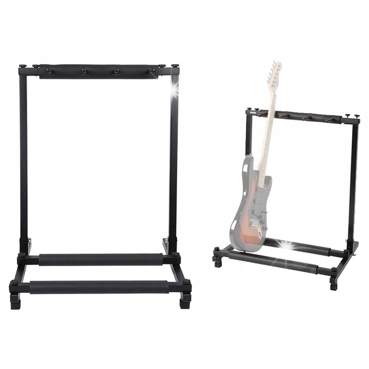 Stativ pentru 3 chitari , Massa, metal, plastic, negru, 47x62cm