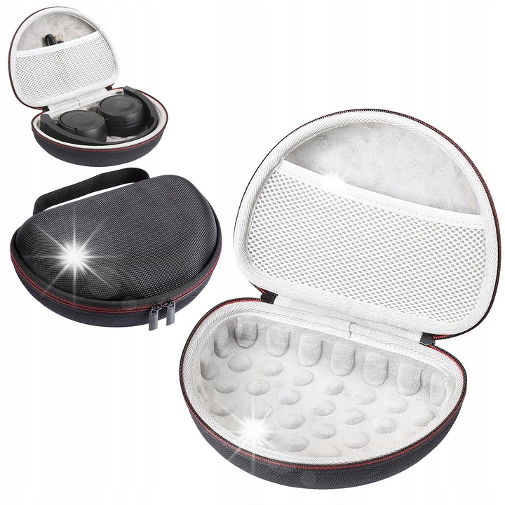 Etui hard case pentru casti JBL 500/500BT/600BTN, Strado, 20x15x7cm, rezistent la socuri, cu compartiment pentru cabluri